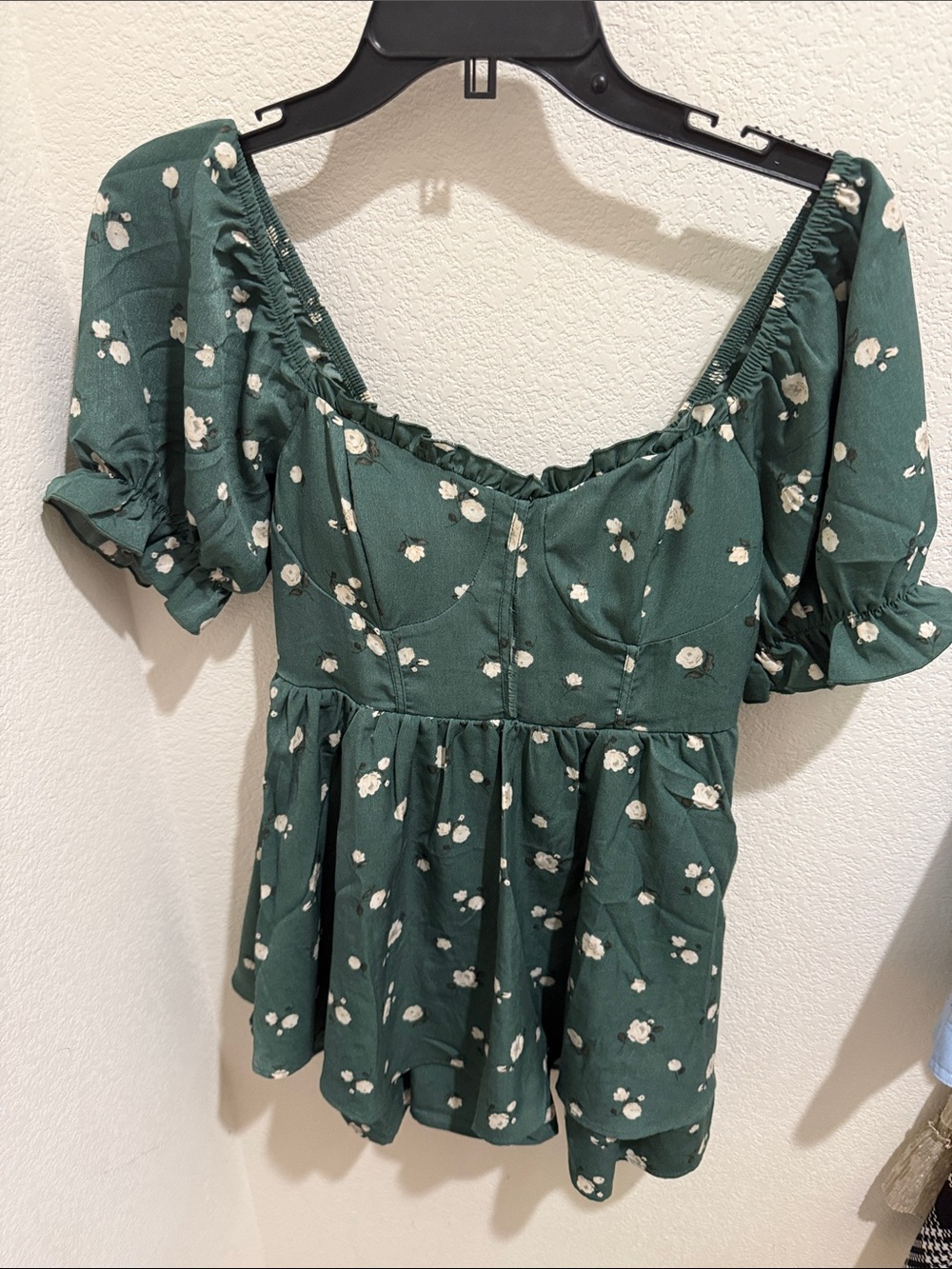 Inspired Hearts Green Floral Peplum Blouse